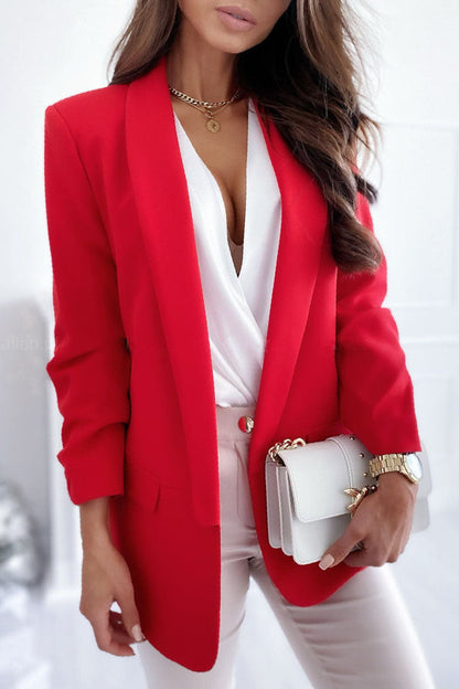 Stylish women's wrap collar blazer