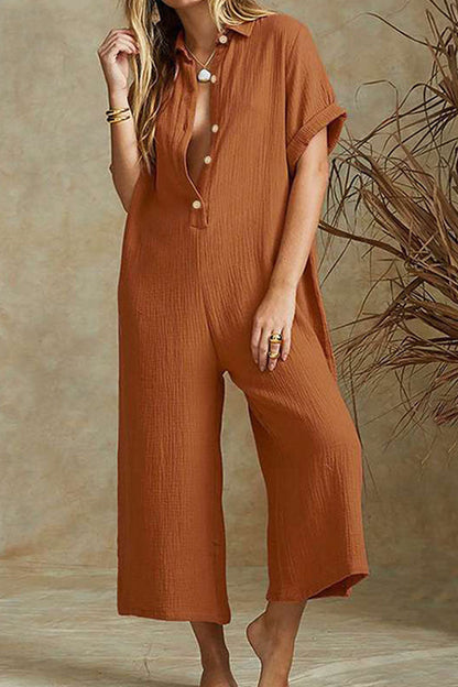 Women's relaxed jumpsuit with a notch collar