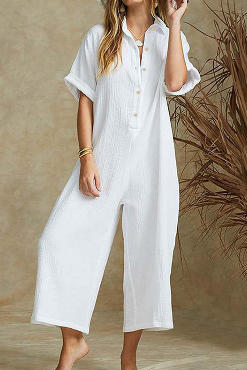 Women's relaxed jumpsuit with a notch collar