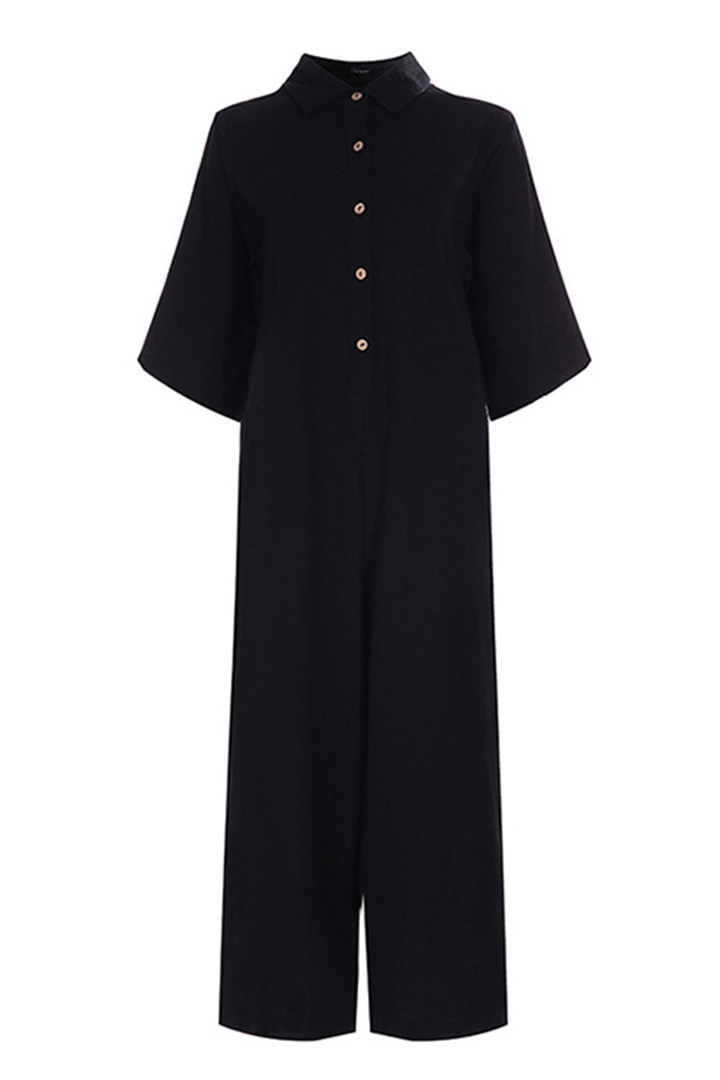 Women's relaxed jumpsuit with a notch collar