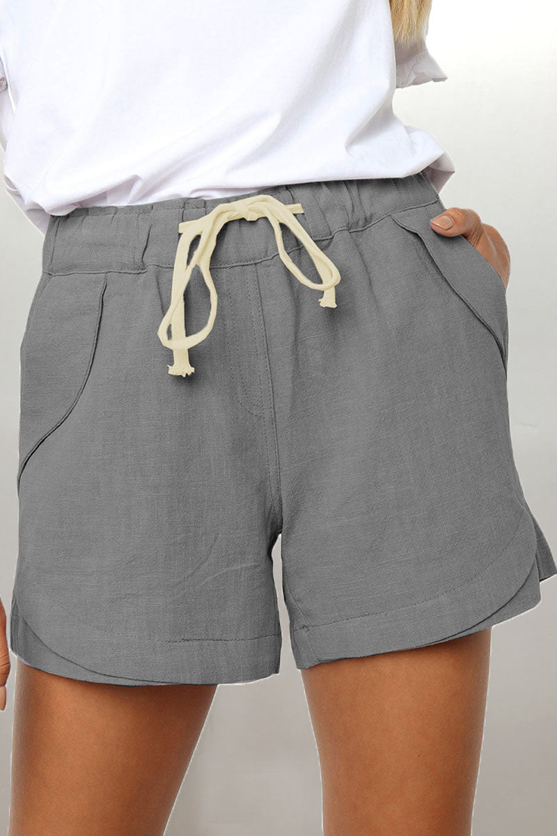 Women's shorts with drawstring waist and slanted pockets