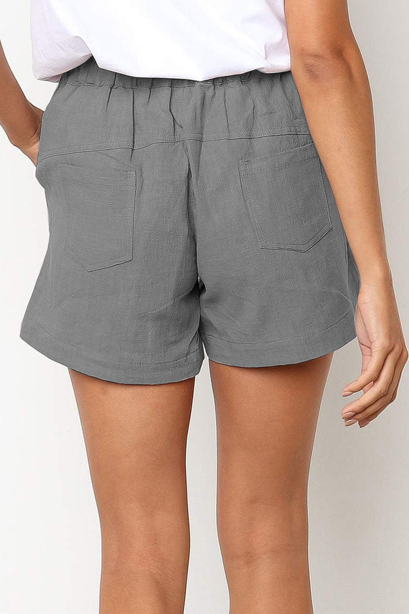 Women's shorts with drawstring waist and slanted pockets