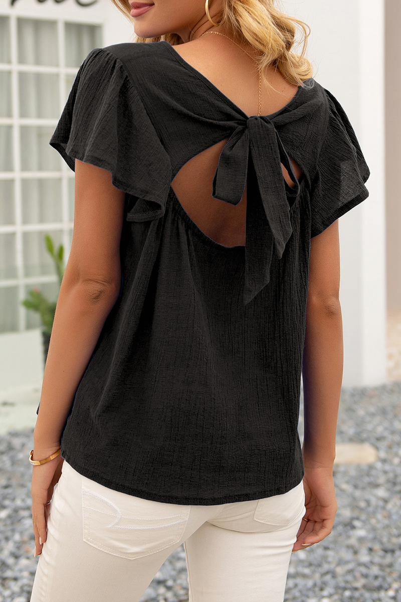 Backless o-neck t-shirt for women