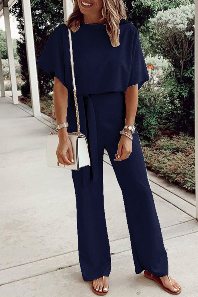 Women's casual round neck loose jumpsuit