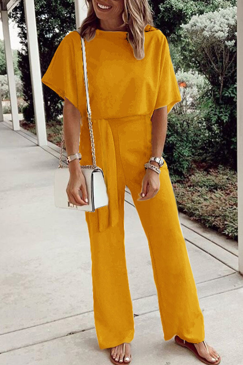 Women's casual round neck loose jumpsuit