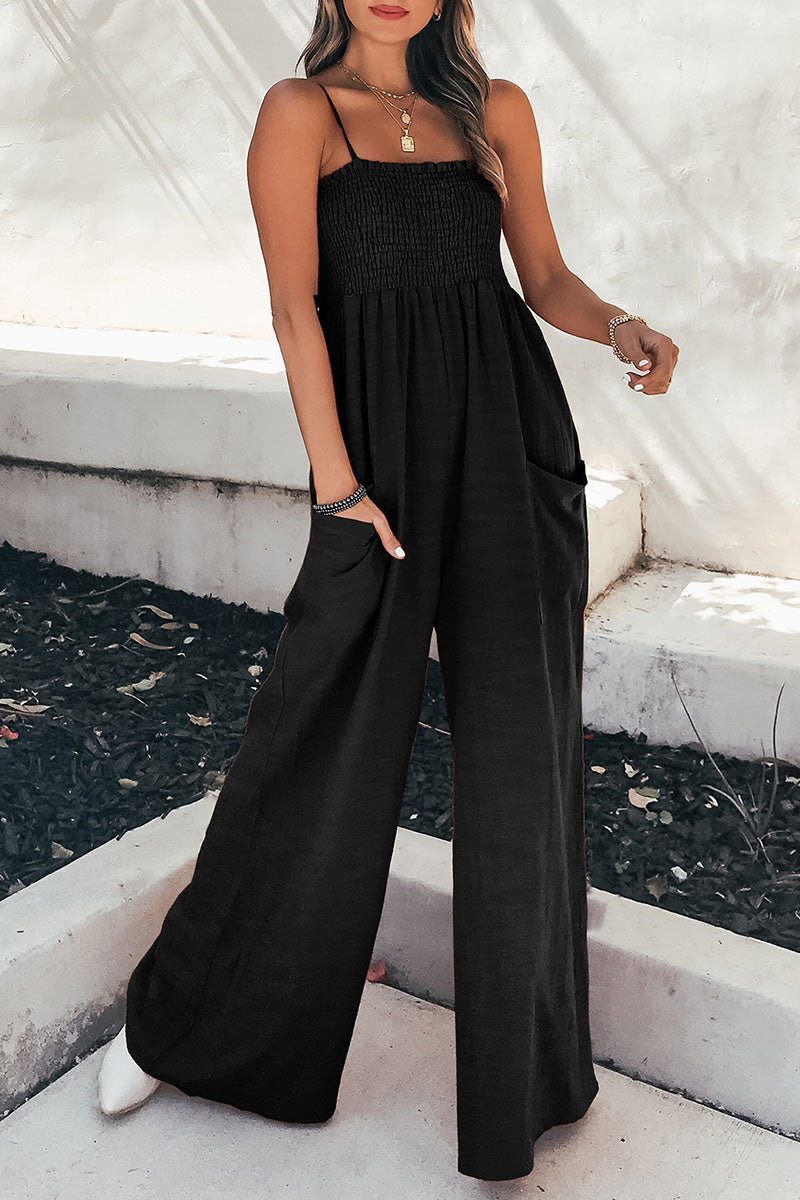 Women's stylish jumpsuit with spaghetti straps and relaxed fit