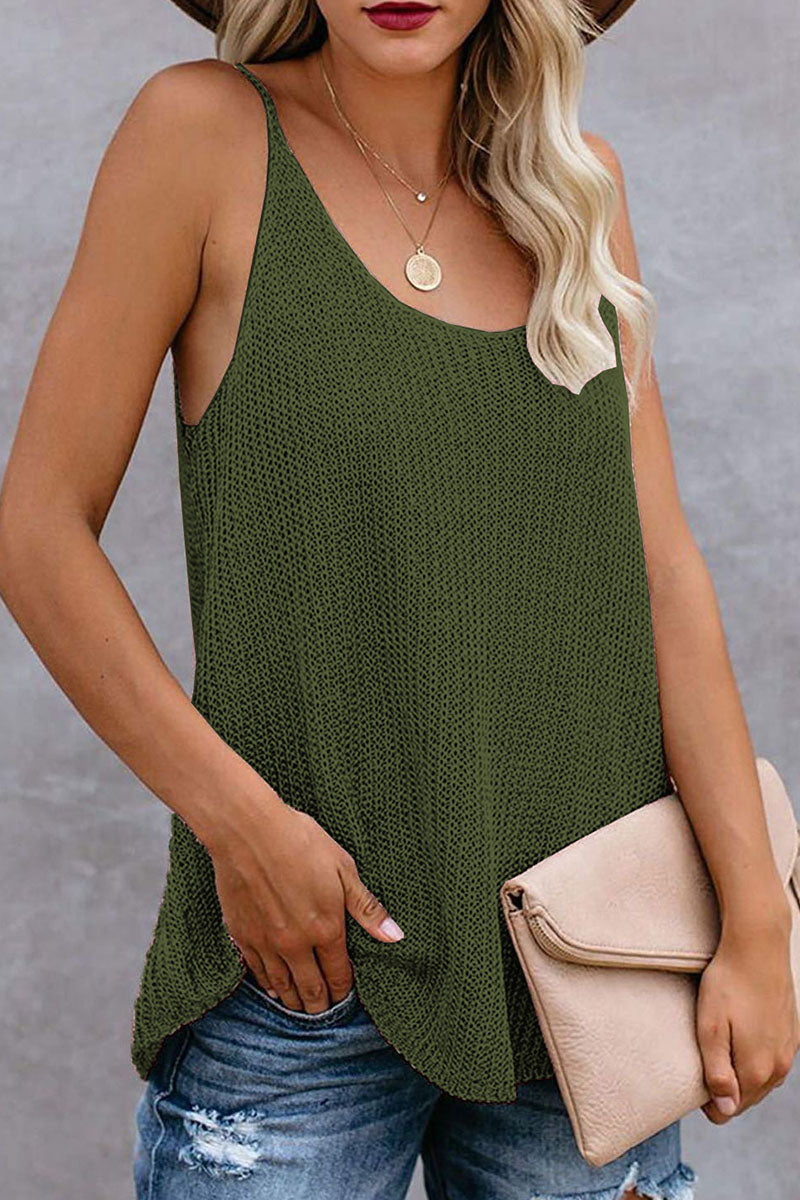 Women's knitted striped u-neck sleeveless top