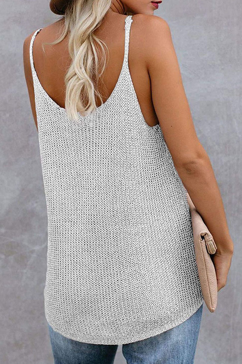 Women's knitted striped u-neck sleeveless top