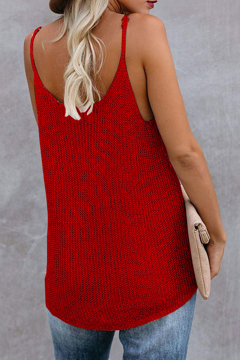 Women's knitted striped u-neck sleeveless top