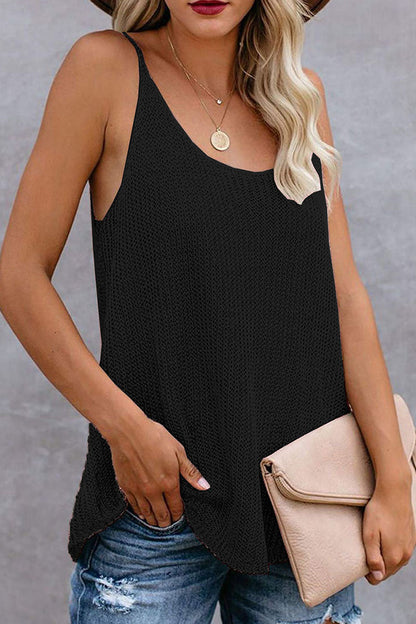 Women's knitted striped u-neck sleeveless top