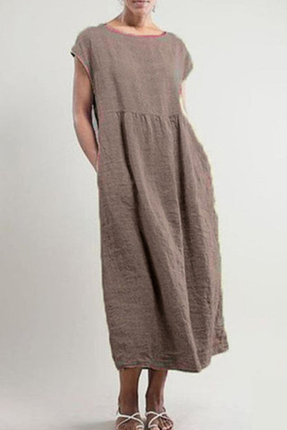 Women's Maxi Dress - Loose Fit - Short Cap Sleeve - Lightweight & Breathable