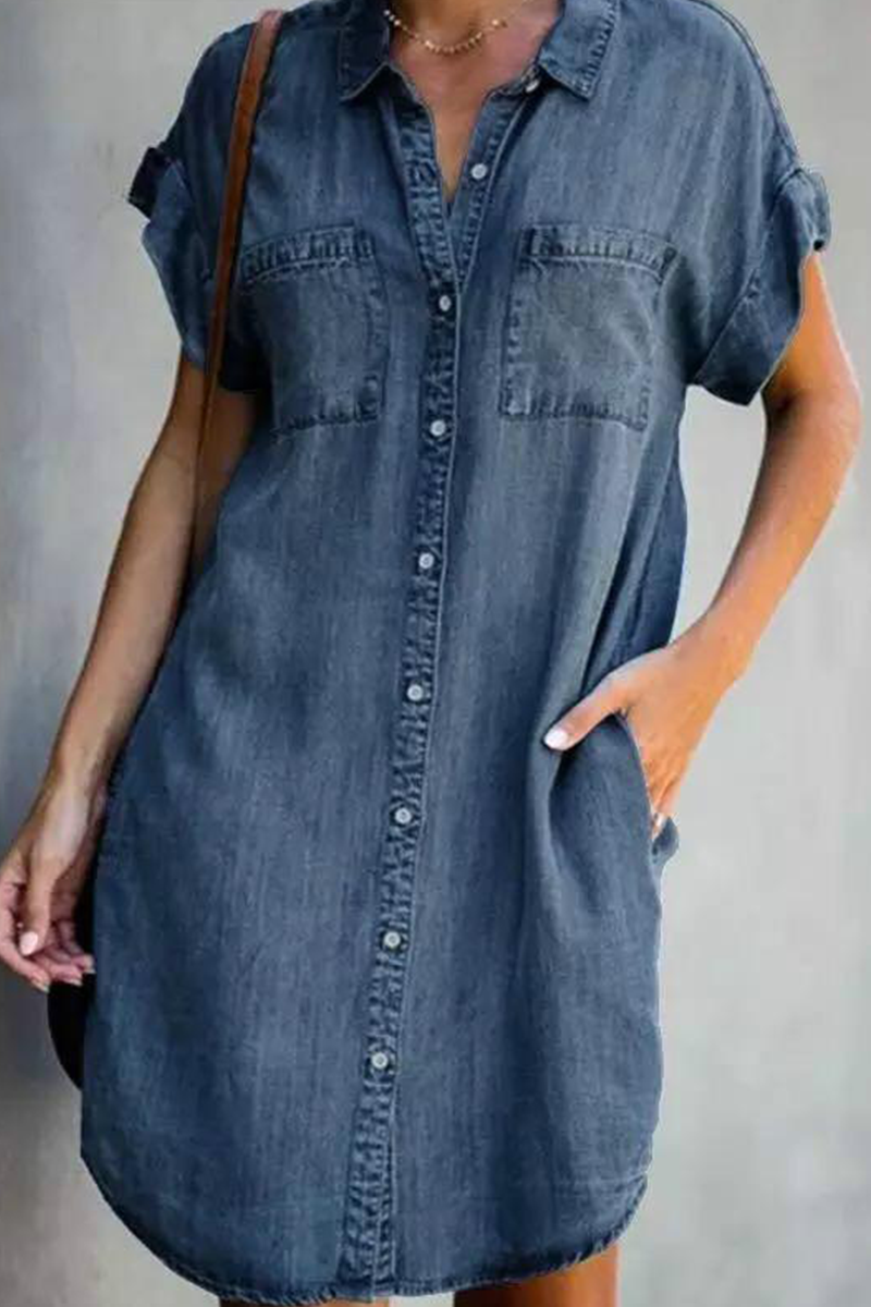 Pilar - korte mouwen denim jurk