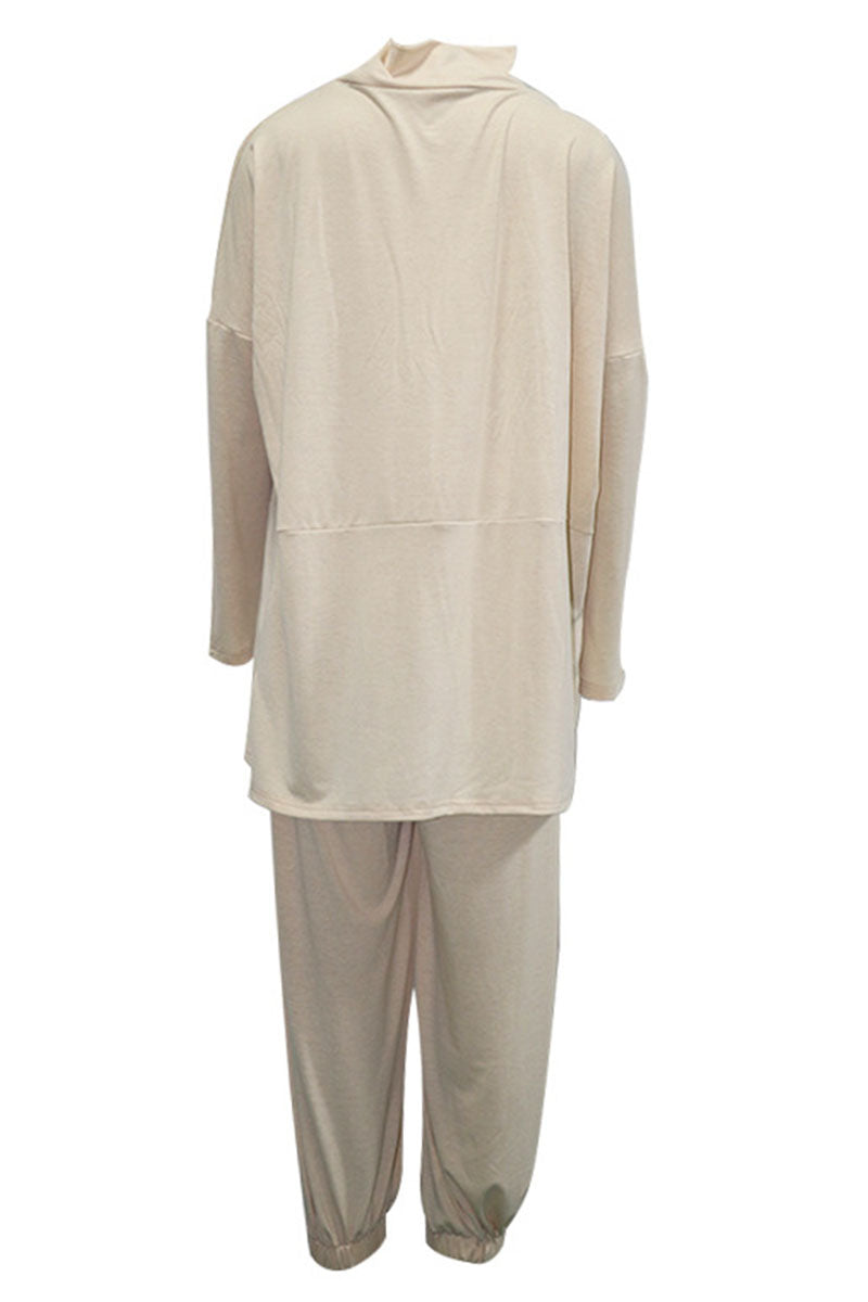 Women's Loungewear Set - Oversized Sweatshirt & Elastic Waist Trousers - Soft Cotton