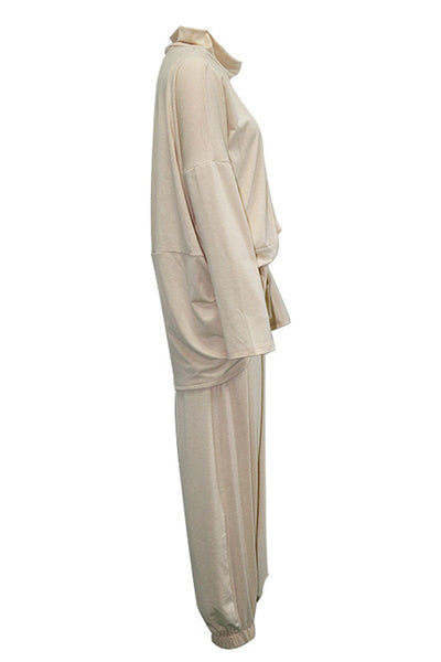 Women's Loungewear Set - Oversized Sweatshirt & Elastic Waist Trousers - Soft Cotton