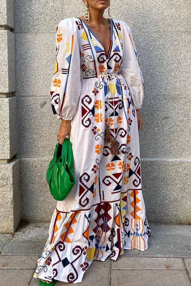 Kokumo - lantern sleeve printed maxi dress