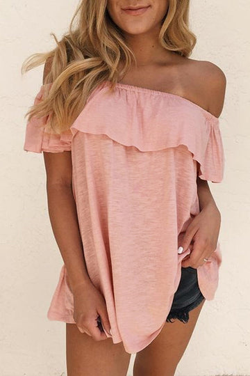 Uzoma - off shoulder lotusblad korte mouw losse top