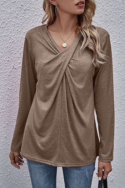 Women's long sleeve top with casual v-neckline