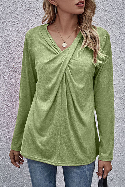 Women's long sleeve top with casual v-neckline