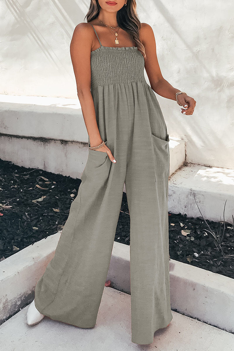 Women's stylish jumpsuit with spaghetti straps and relaxed fit