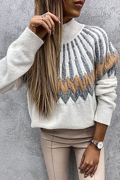 Women's printed sweater with collar