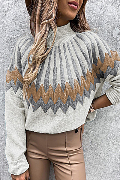 Women's printed sweater with collar