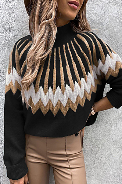 Women's printed sweater with collar