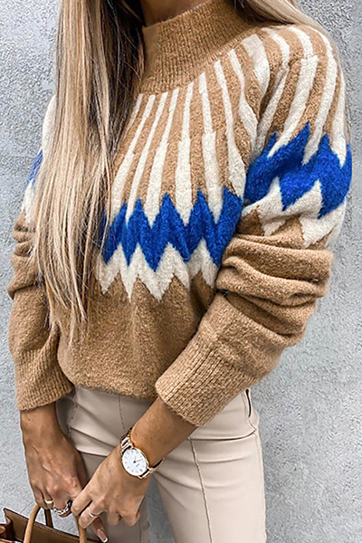 Women's printed sweater with collar