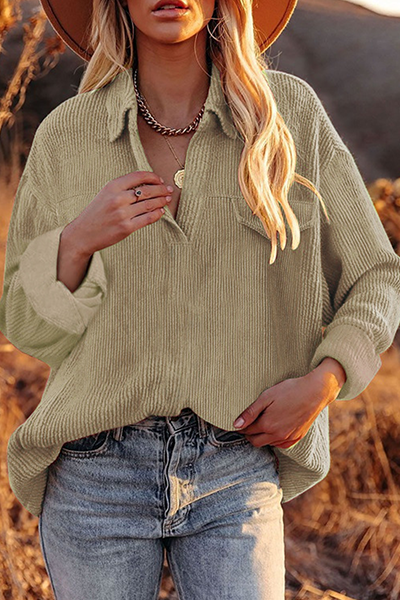 Women's casual solid basic shawl collar top