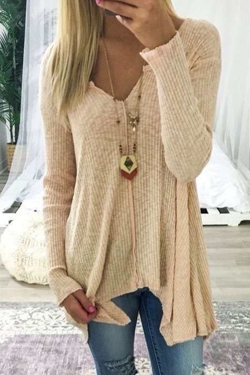 Women's casual v-neck long sleeve sweater