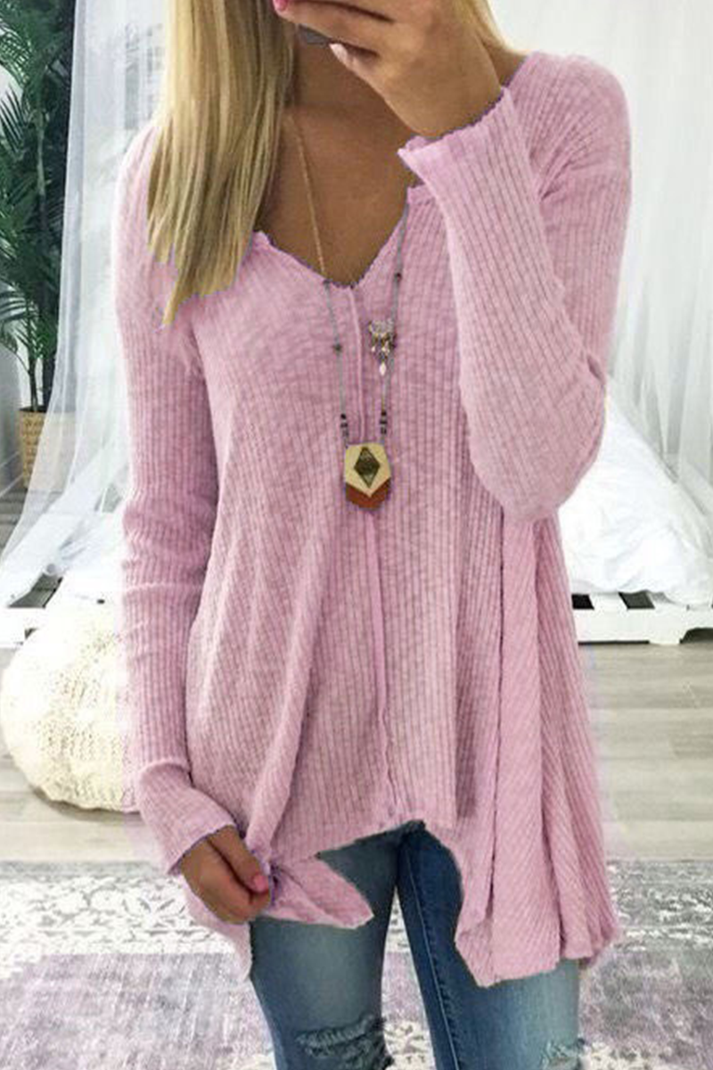 Women's casual v-neck long sleeve sweater