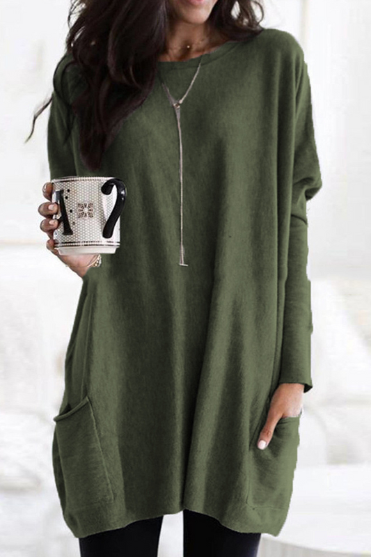 Women's Tunic Sweater - Long Sleeve Oversized Fit - Soft Knit with Pockets