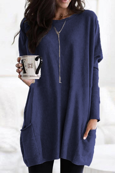 Women's Tunic Sweater - Long Sleeve Oversized Fit - Soft Knit with Pockets