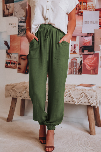 Women's Jogger Trousers - Relaxed Fit - Elastic Waist with Drawstring - Breathable Fabric