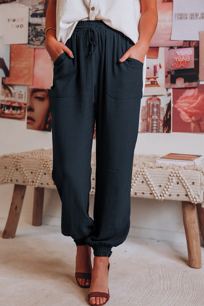 Women's mid waist drawstring harlan pants