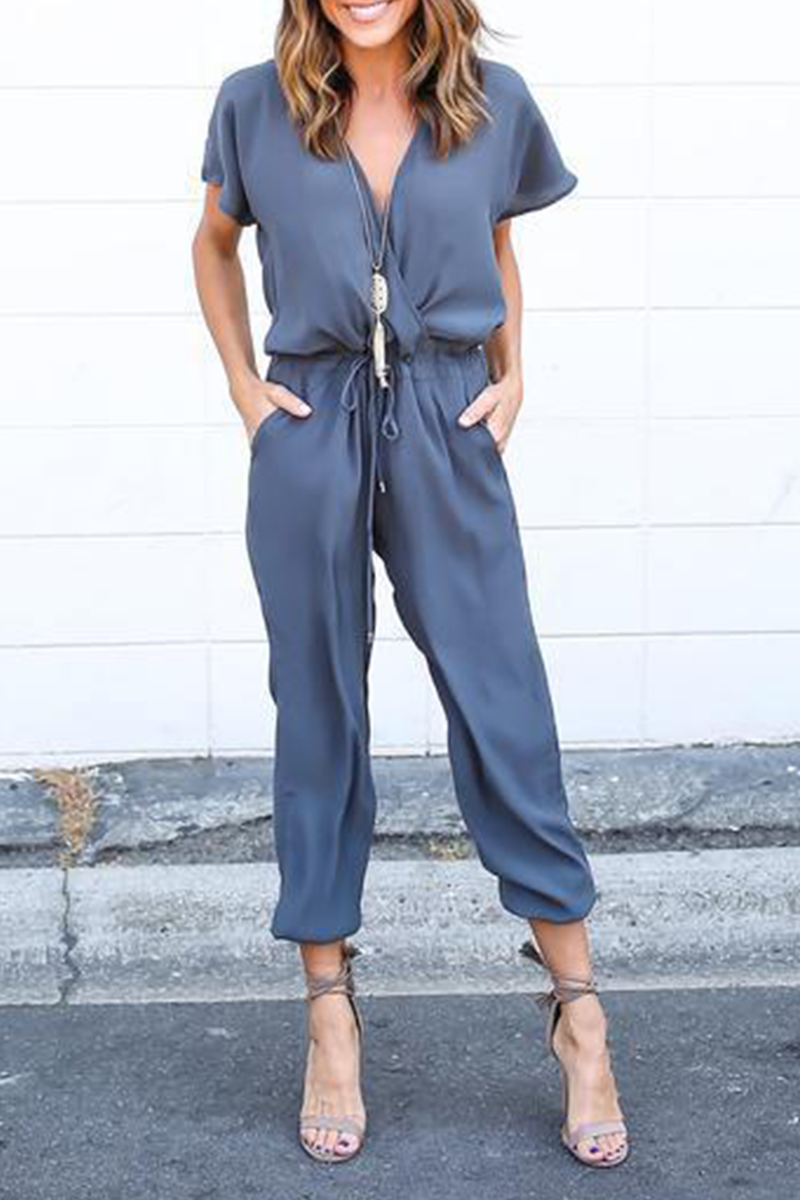 Mandisa - v-hals jumpsuit met gekruiste bandjes