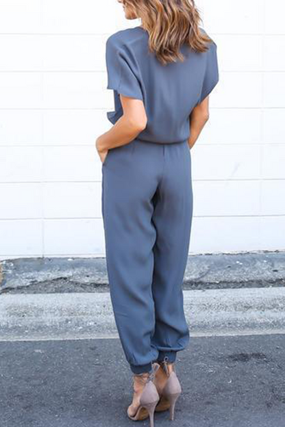 Women's vneck jumpsuit with crossed straps