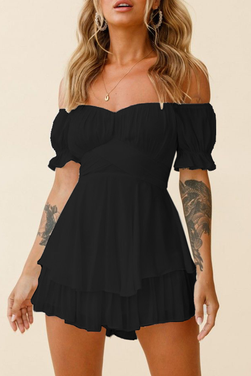 Oluwatoyin - off-shoulder romper met lantaarnmouwen