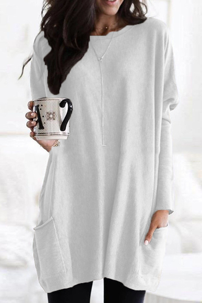 Women's Tunic Sweater - Long Sleeve Oversized Fit - Soft Knit with Pockets
