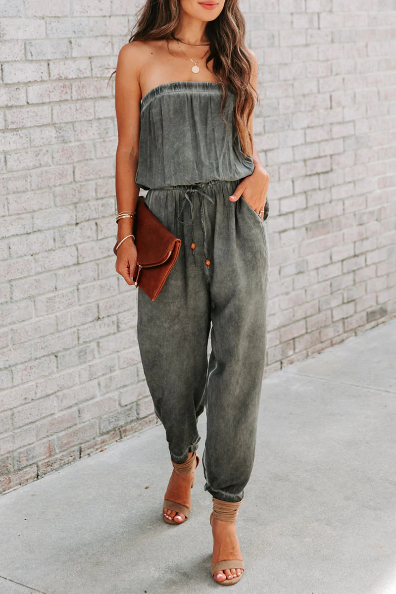 Dacia - strapless jumpsuit met verstelbaar trekkoord