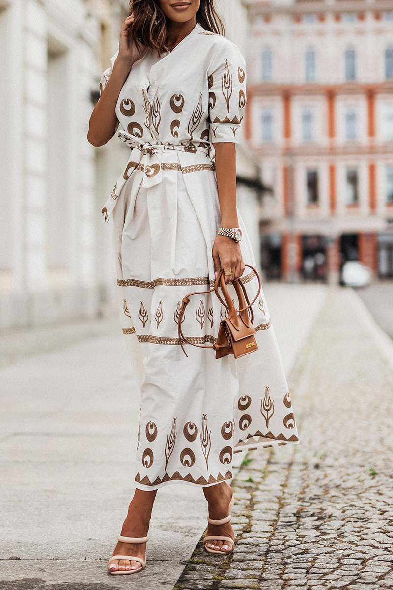 Vintage Short-Sleeved Cotton Dress