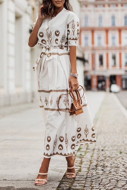 Vintage Short-Sleeved Cotton Dress