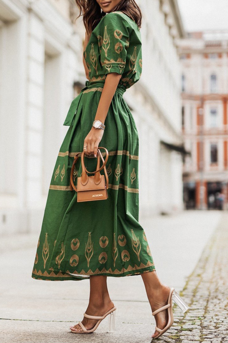 Vintage Short-Sleeved Cotton Dress