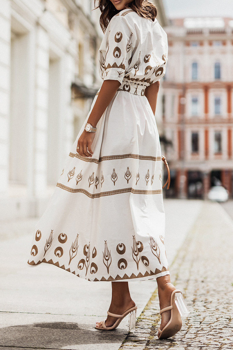 Vintage Short-Sleeved Cotton Dress
