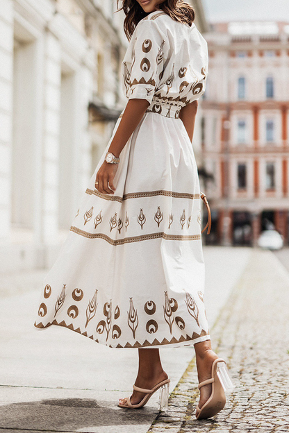 Vintage Short-Sleeved Cotton Dress