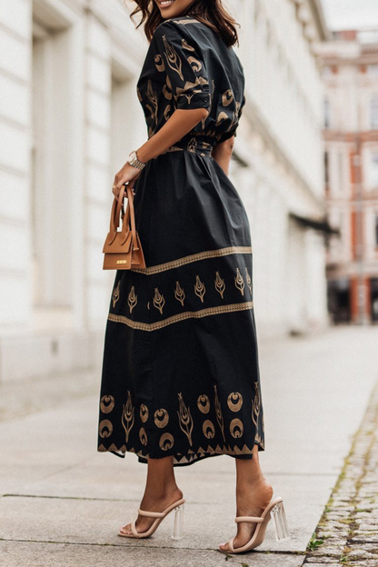 Vintage Short-Sleeved Cotton Dress