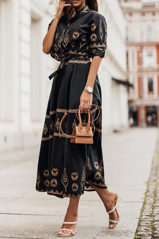 Vintage Short-Sleeved Cotton Dress