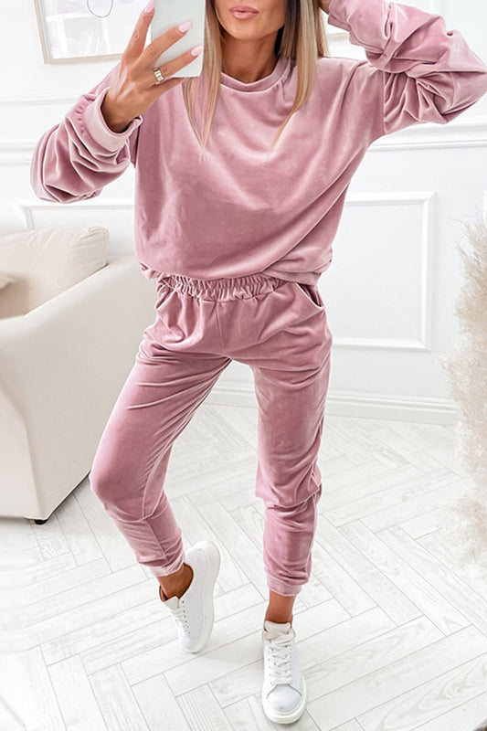 Cozy plain velvet lounge set for women