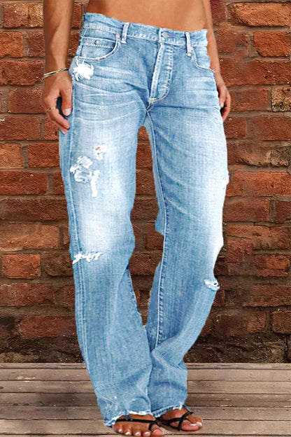 Womens casual straight denim jeans