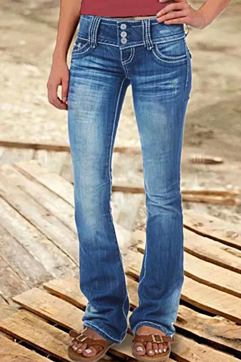 Women's ripped high waisted bootcut denim jeans