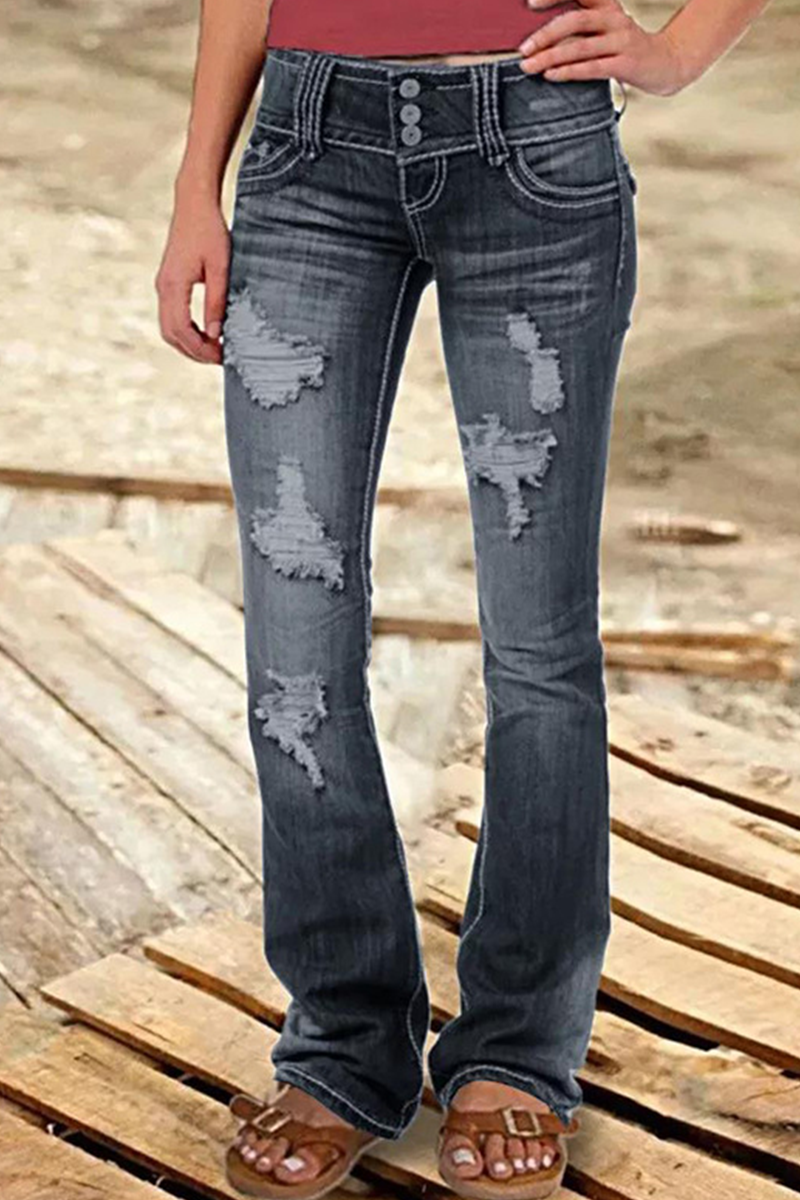 Women's ripped high waisted bootcut denim jeans